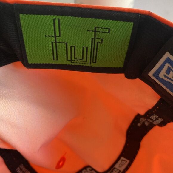HUF X NEW ERA Men’s Orange Fitted Hat Size 8 - Picture 7 of 10